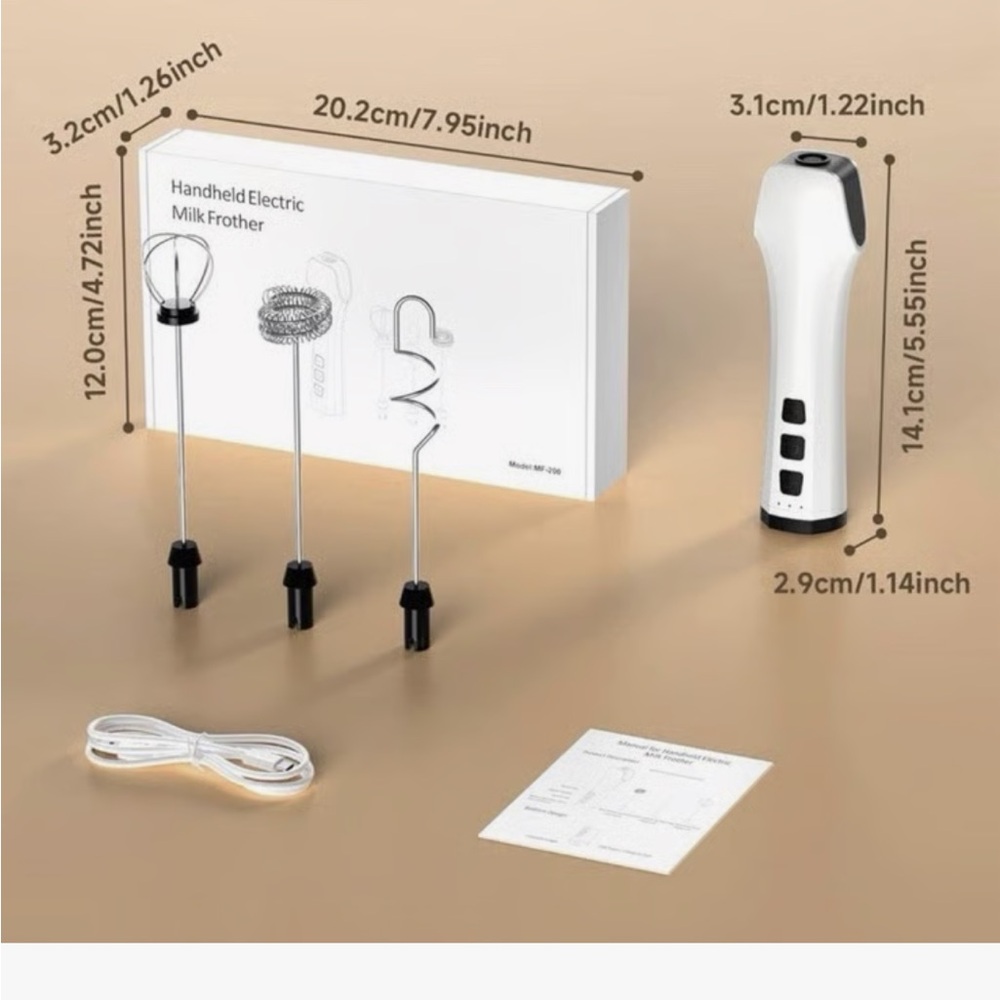 Handheld Electric Milk Frother Set - White and Black